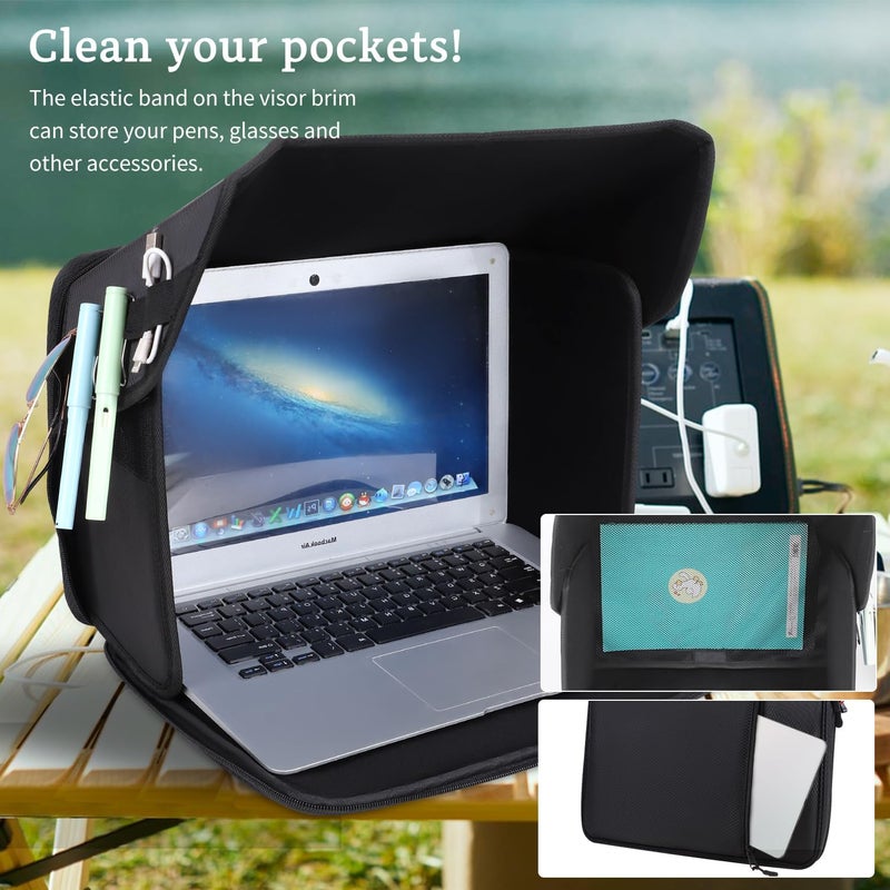 YUMTIM Laptop Sun Shade Laptops Sun Glare Shield Laptop Sunshade Bag for Working Outside Privacy Screen Hood Foldable Shield Cover 12-14'' (Patent Pending) - Image 4